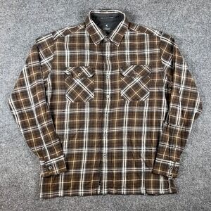 Kuhl Dillingr Flannel Shirt Mens M Brown Plaid Button Up Long Sleeve Hiking